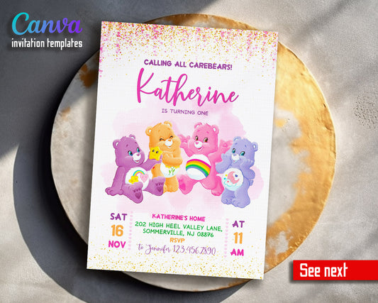 Care Bears  customizable invitation template | Share or Print |  | IE537