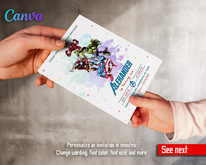 Avengers Marvel Superhero  customizable invitation template | Share or Print | boy | ET361