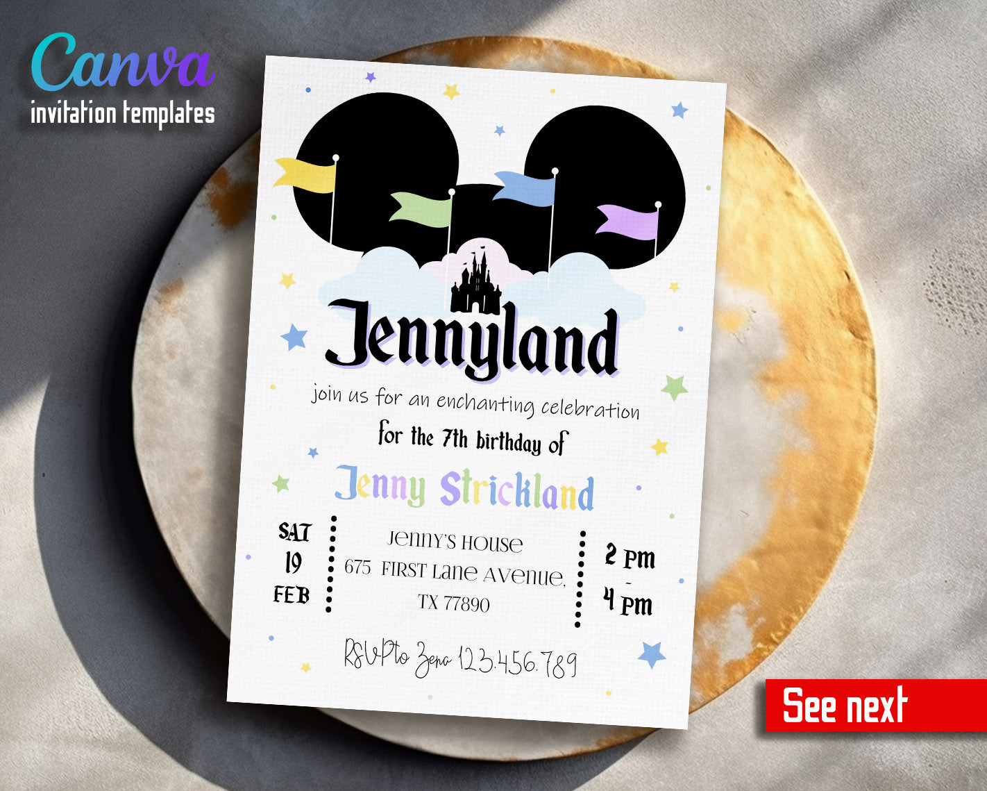 Disneyland  customizable invitation template | Share or Print | girl | FP349