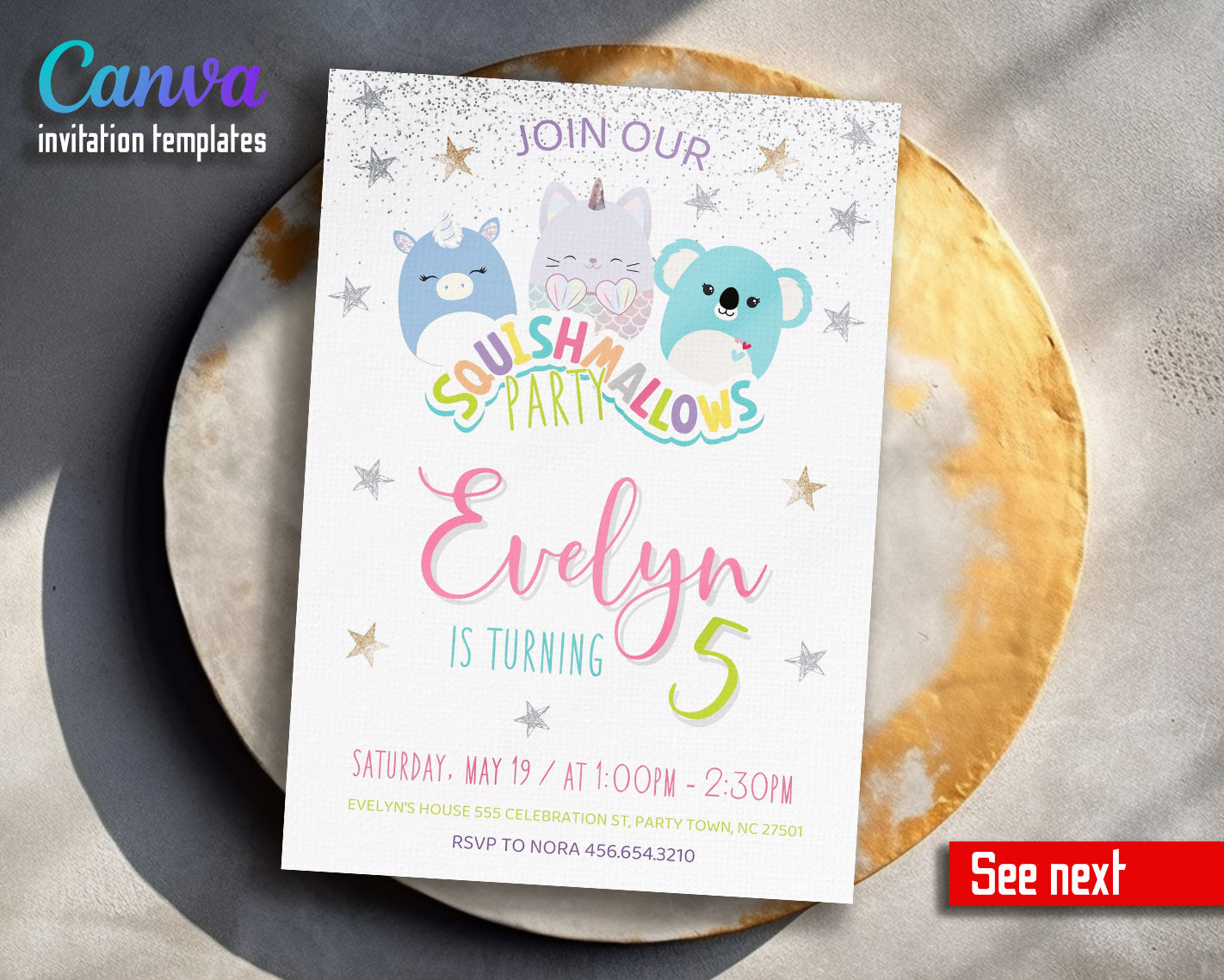 Squishmallows  customizable invitation template | Share or Print |  | PA893