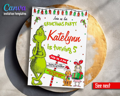 The Grinch  Merry Grinchmas customizable invitation template | Share or Print |  | AZ243