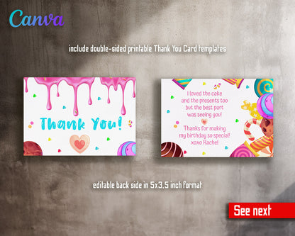 Candy Land Lollipop customizable invitation template | Share or Print | girl | FC593