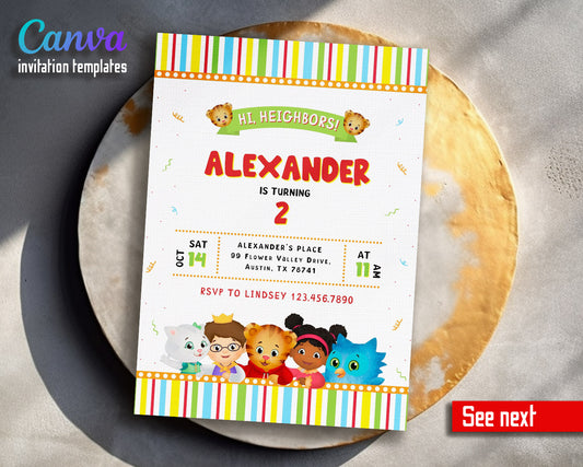 Daniel Tiger's Neighborhood  customizable invitation template | Share or Print |  | XB425