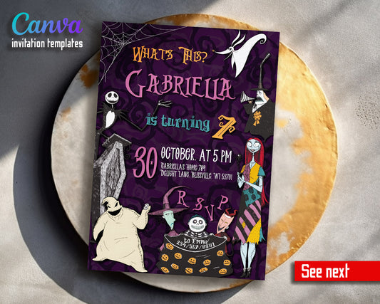 The Nightmare Before Christmas Halloween customizable invitation template | Share or Print |  | BX709