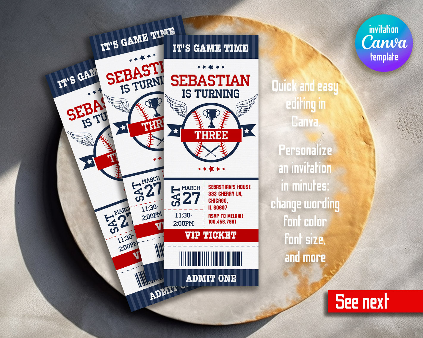 Baseball MLB Sport customizable invitation template | Share or Print | boy | QO712