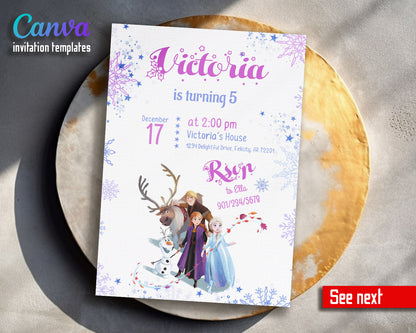 Frozen Elsa  customizable invitation template | Share or Print | girl | CB443