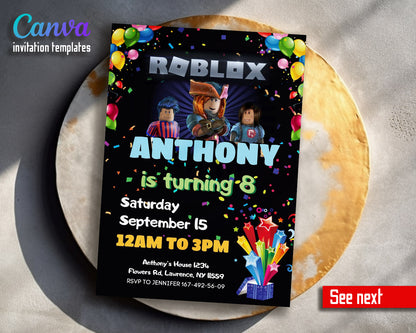 Roblox Gamer customizable invitation template | Share or Print | | BD574