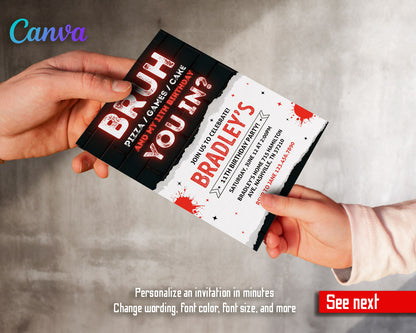 Bruh Gamer customizable invitation template | Share or Print | boy | JD141