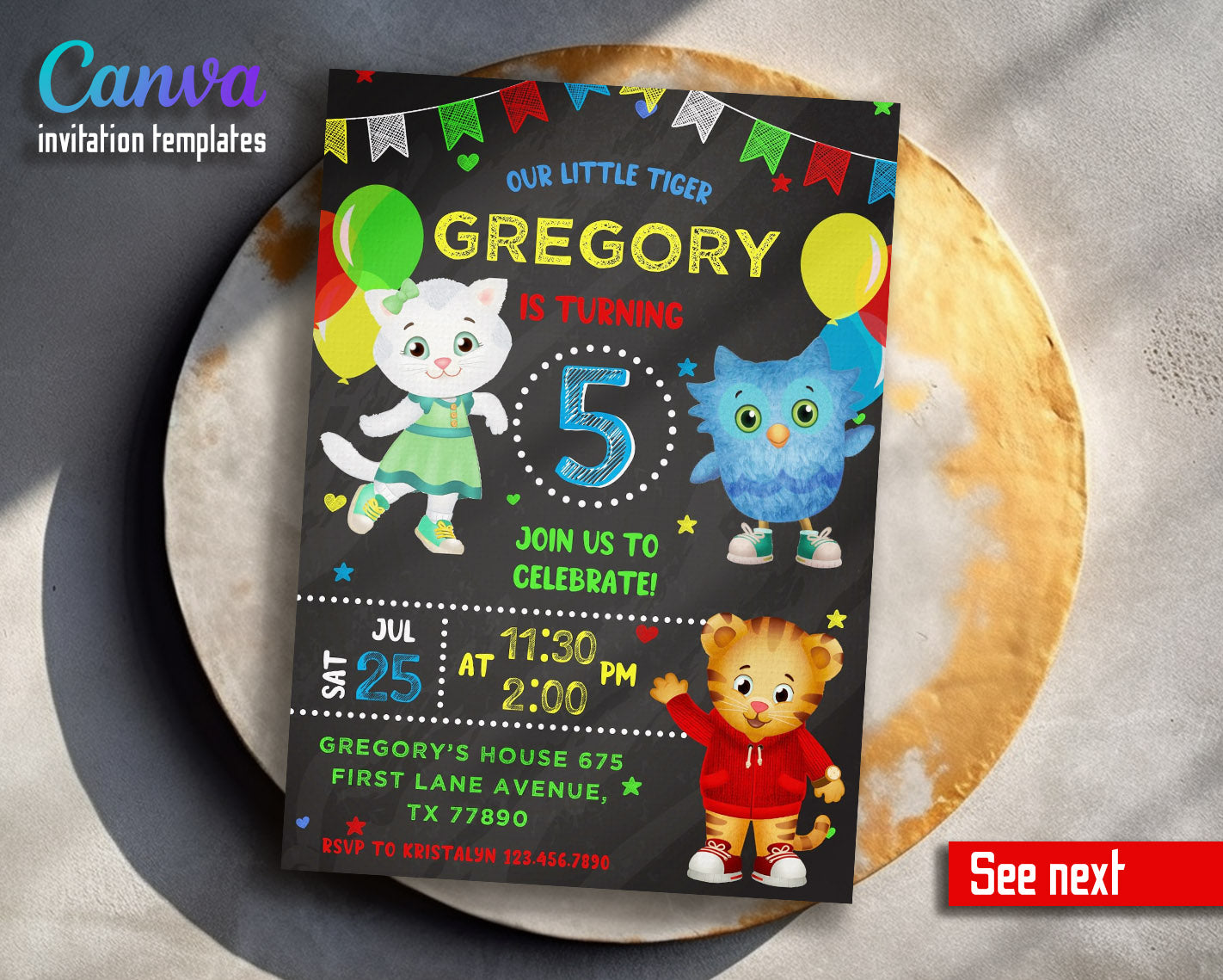 Daniel Tiger's Neighborhood  customizable invitation template | Share or Print |  | GH956