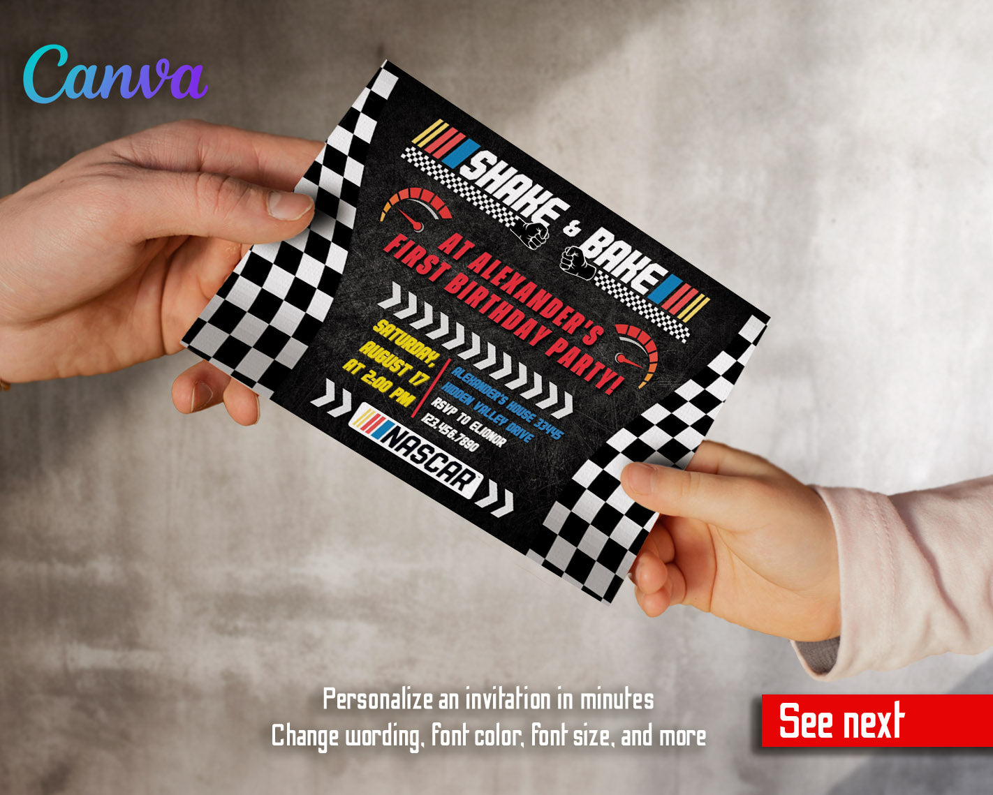 Nascar Ricky Bobby customizable invitation template | Share or Print | boy | FF044