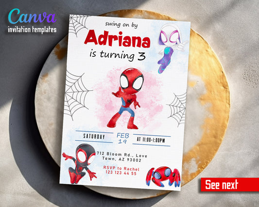 Spidey and His Amazing Friends customizable invitation template | Share or Print | boy | ZD373