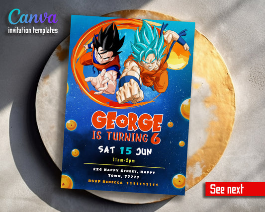 Dragon Ball Z Anime customizable invitation template | Share or Print | boy | LD618