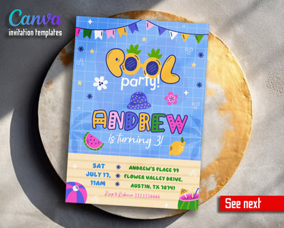 Pool Party customizable invitation template | Share or Print | boy | IL948