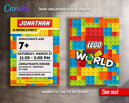 Lego  customizable invitation template | Share or Print |  | EL406