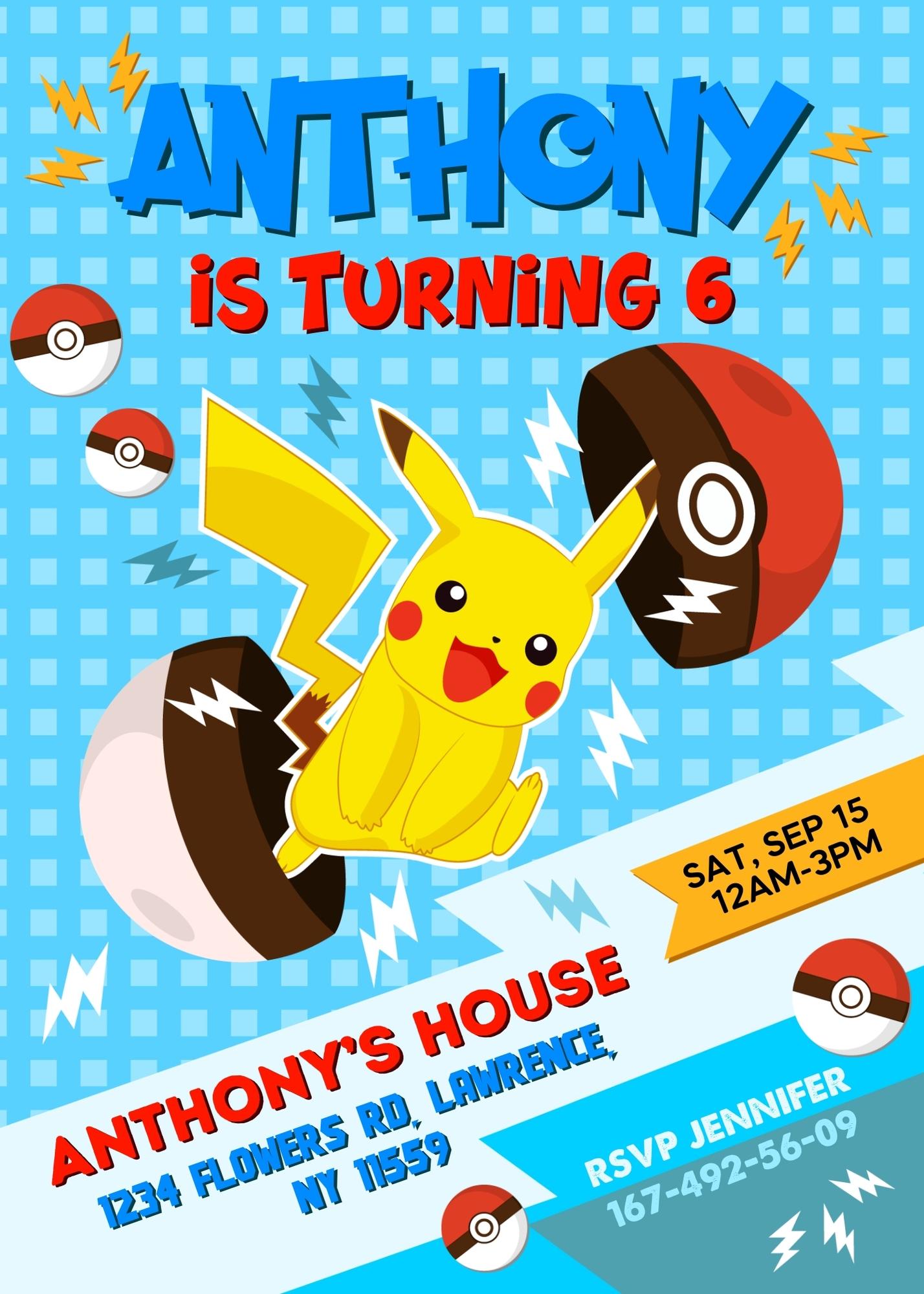 Pokemon customizable invite template | instant download | Share or Print | WO695