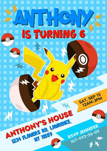 Pokemon customizable invite template | instant download | Share or Print | WO695