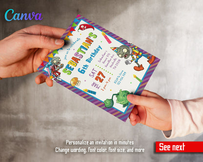 Plants vs Zombies Gamer customizable invitation template | Share or Print |  | MX652