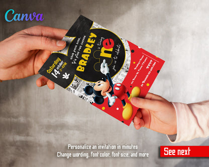 Mickey Mouse 1st Birthday customizable invitation template | Share or Print |  | GP723