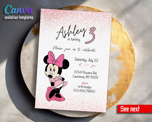 Minnie Mouse Disney Mickey customizable invitation template | Share or Print | girl | PF647