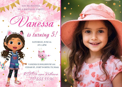 Gabby's Dollhouse customizable invite template girl | instant download | Share or Print | YG942