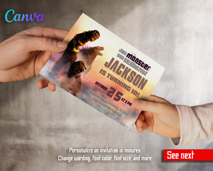 Godzilla X King Kong  customizable invitation template | Share or Print |  | AQ028