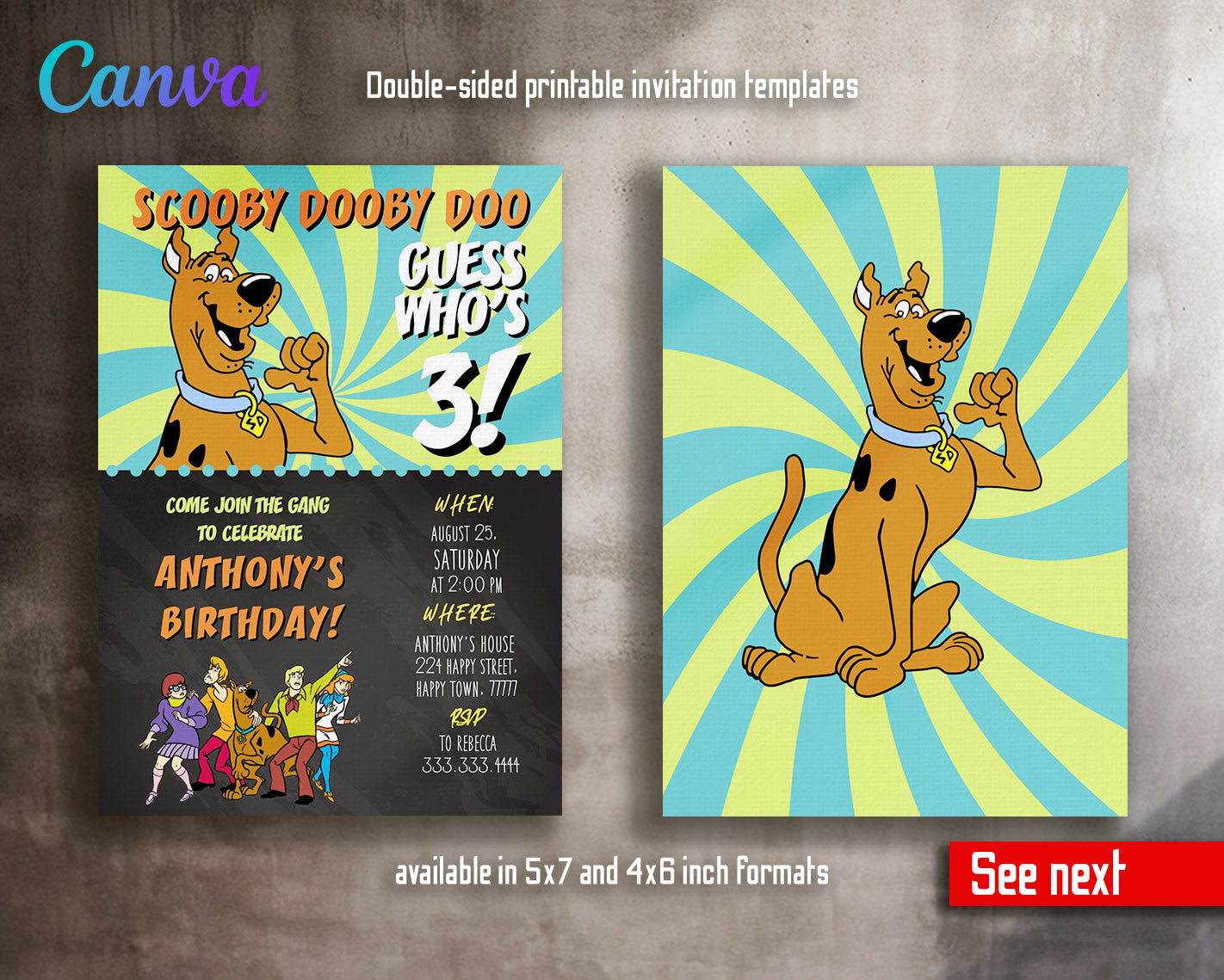 Scooby-Doo  customizable invitation template | Share or Print |  | VC120