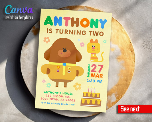 Hey Duggee customizable invitation template | Share or Print |  | PH928