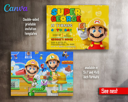 Super Mario Bros  customizable invitation template | Share or Print |  | UD197