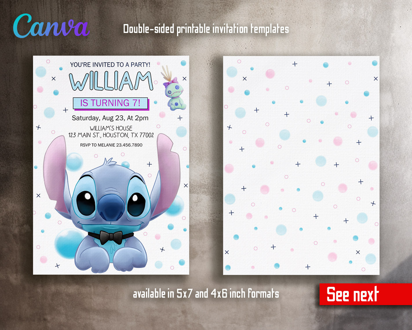 Lilo & Stitch Aloha customizable invitation template | Share or Print |  | LV203