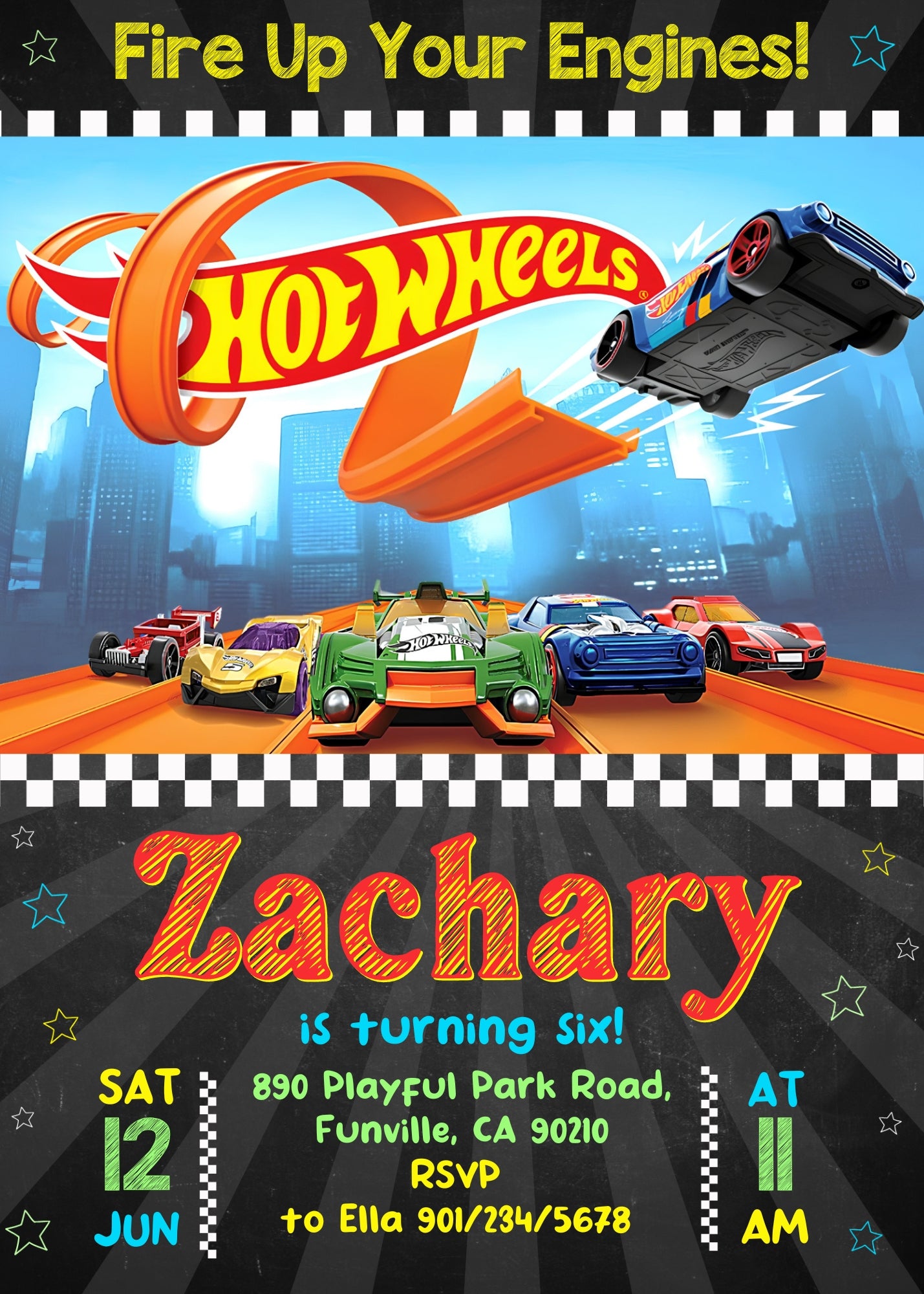 Hot Wheels Racing customizable invitation template | Share or Print | boy | QX205