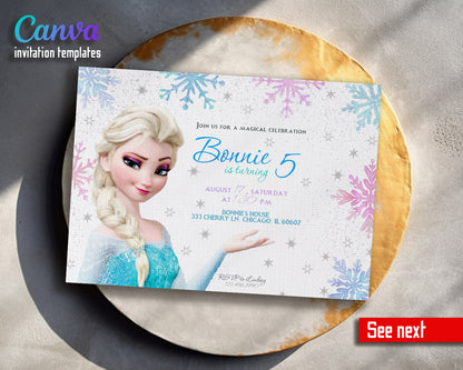 Frozen Elsa  customizable invitation template | Share or Print | girl | VN476