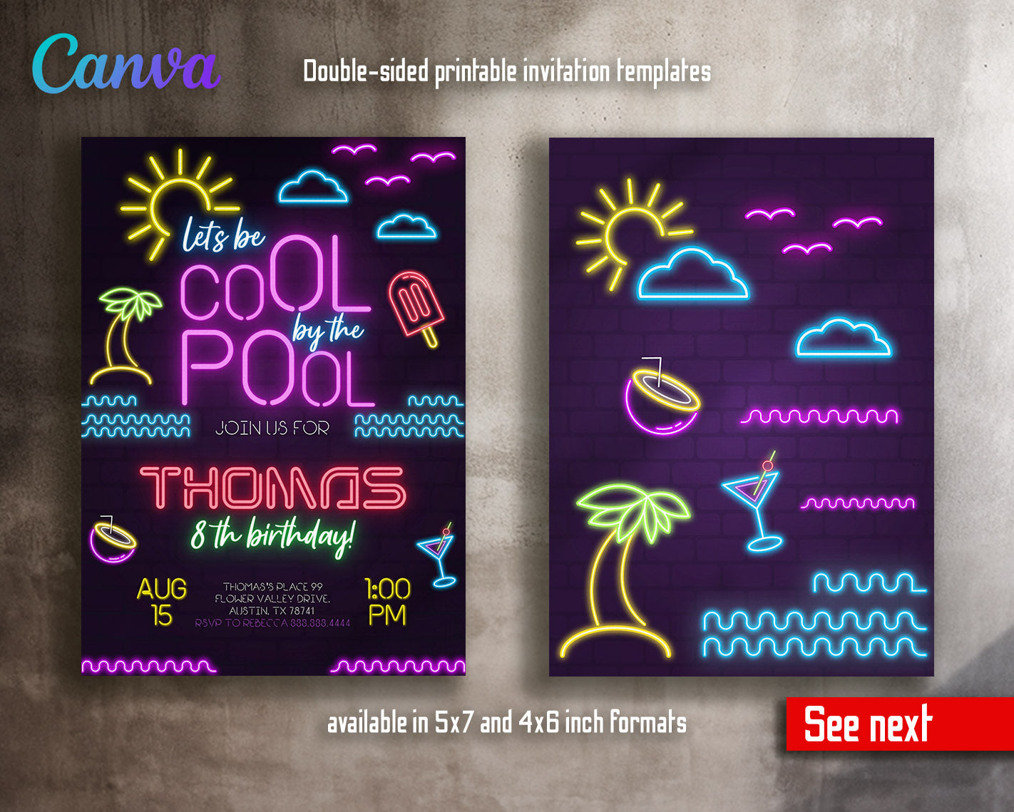 Pool Party customizable invitation template | Share or Print | boy | GX219