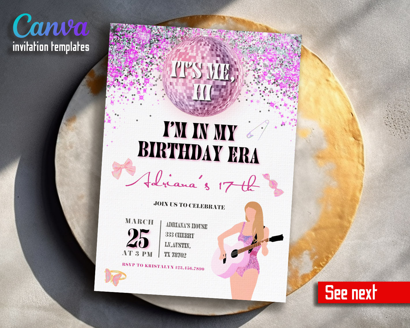 Taylor Swift Eras Tour  customizable invitation template | Share or Print | girl | GK823