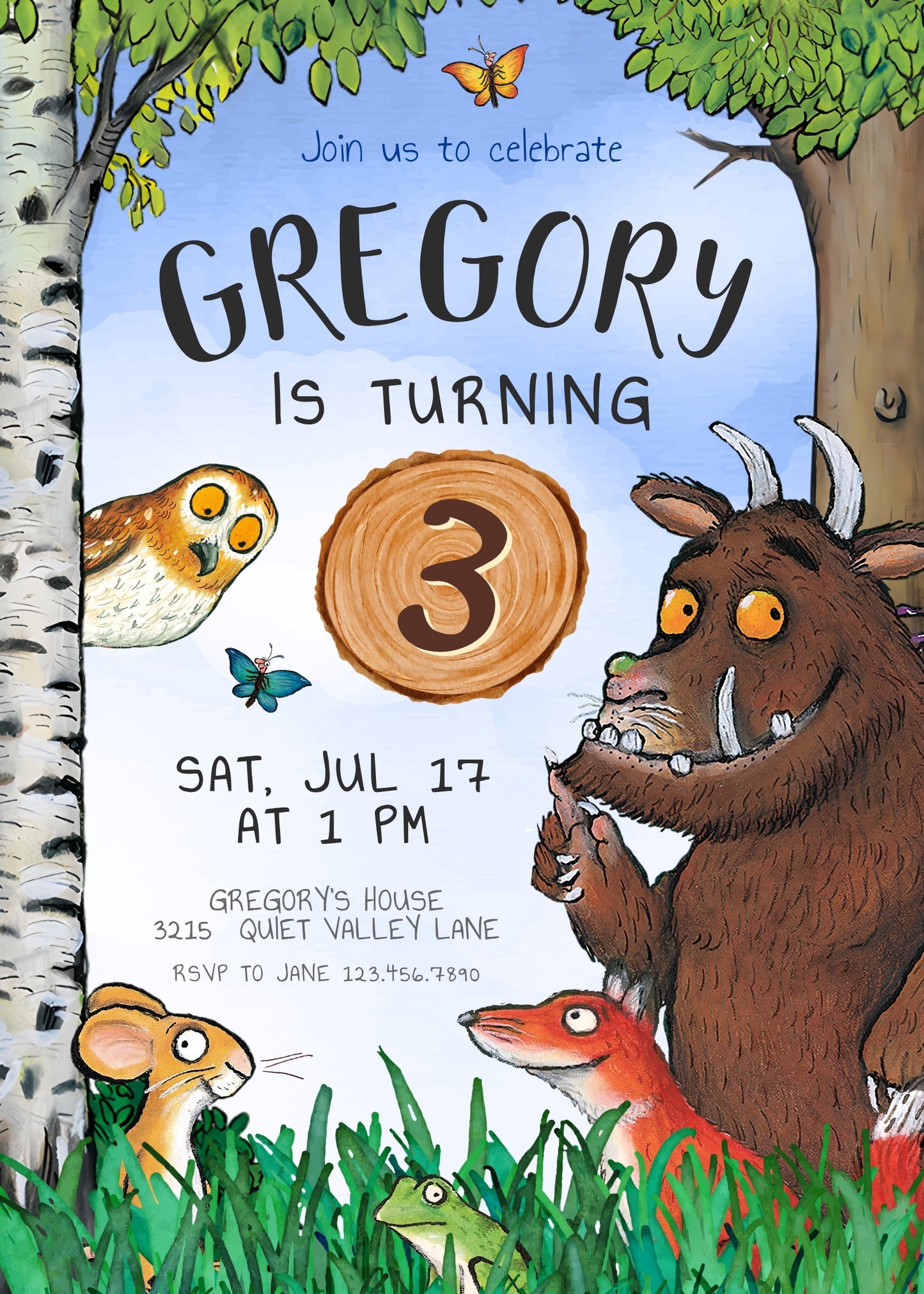 Gruffalo customizable invitation template | Share or Print | | RB760