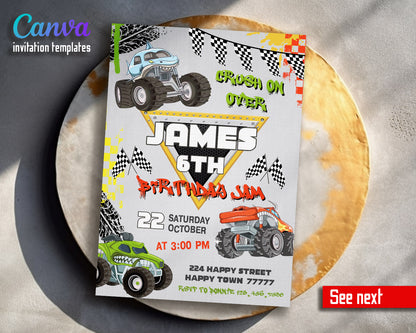 Monster Jam Monster Truck customizable invitation template | Share or Print | boy | GR646