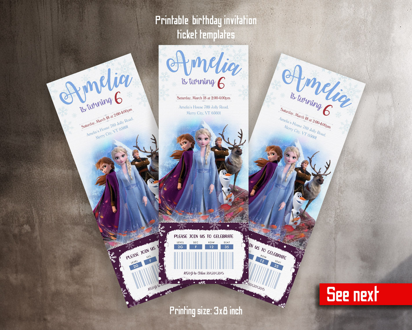 Frozen Elsa customizable invitation template | Share or Print | girl | MD231