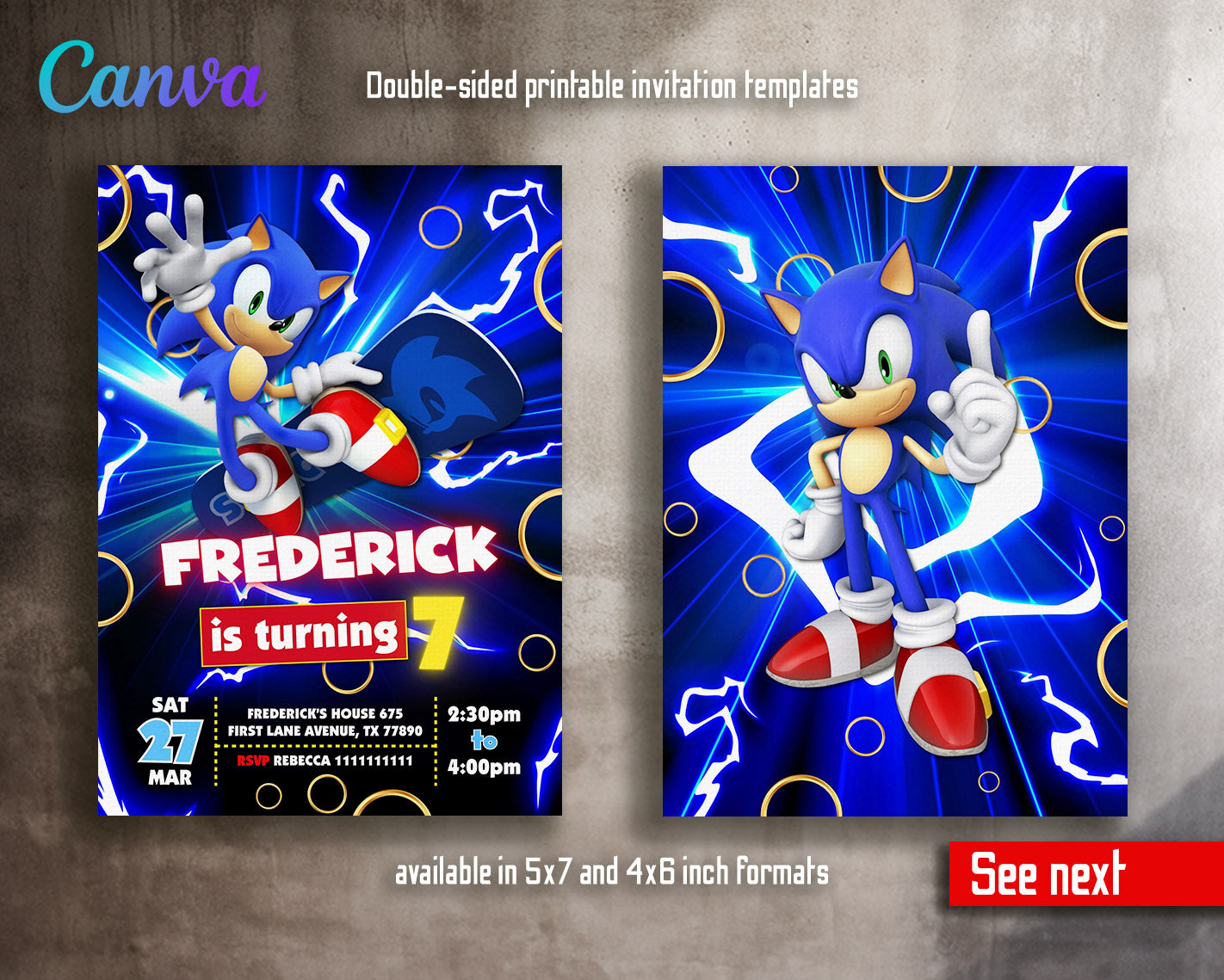 Sonic the Hedgehog customizable invitation template | Share or Print |  | QN691