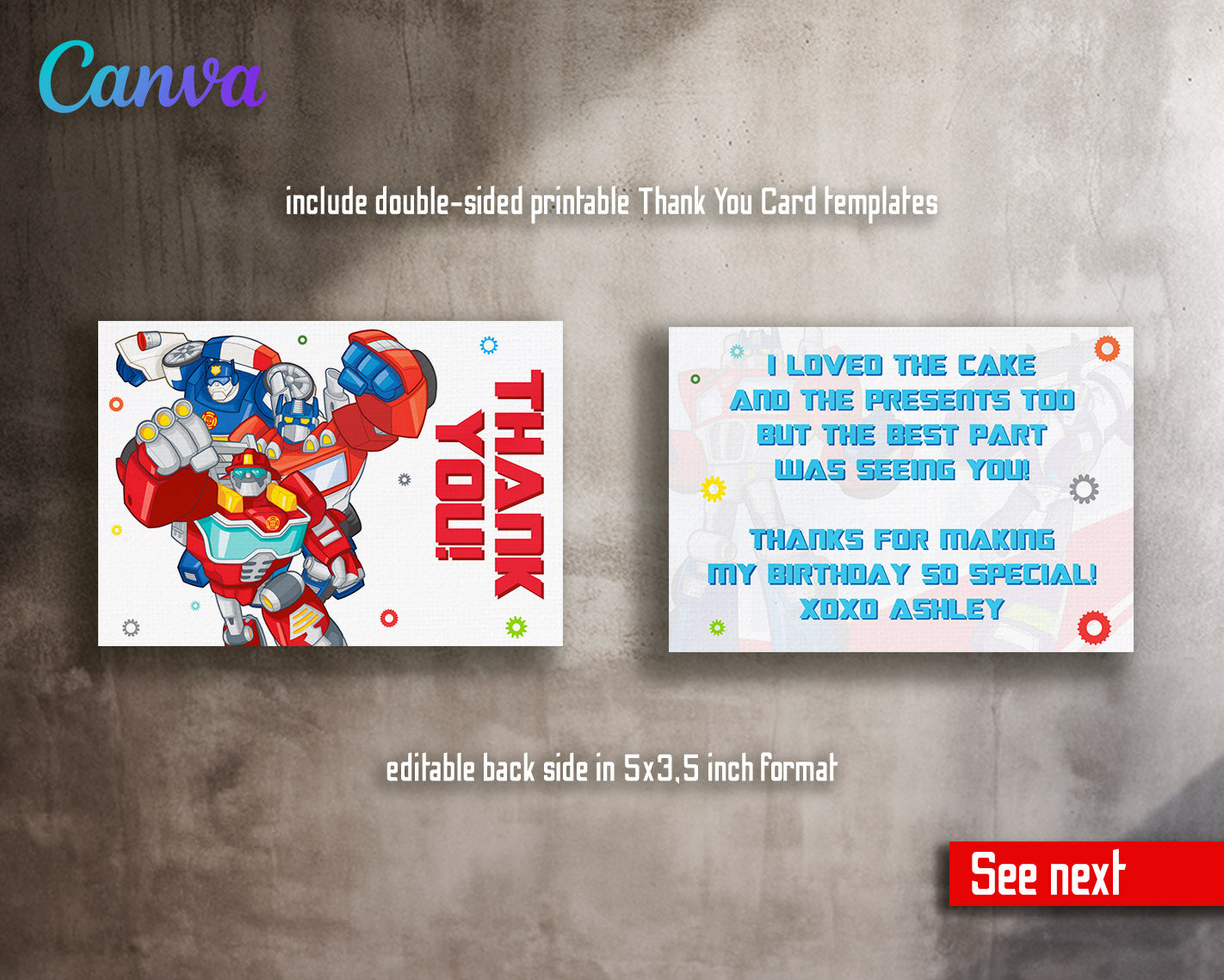 Transformers Rescue Bots customizable invitation template | Share or Print | boy | QM122