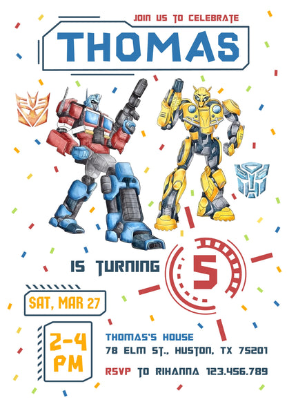 Transformers Rescue Bots  customizable invitation template | Share or Print | boy | HL226