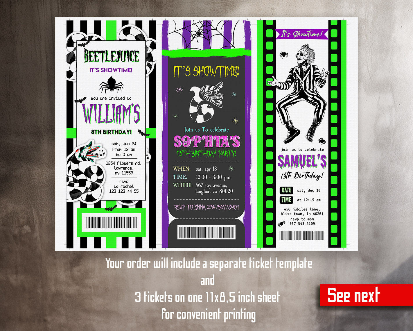 Beetlejuice Halloween customizable invitation template | Share or Print |  | RR516