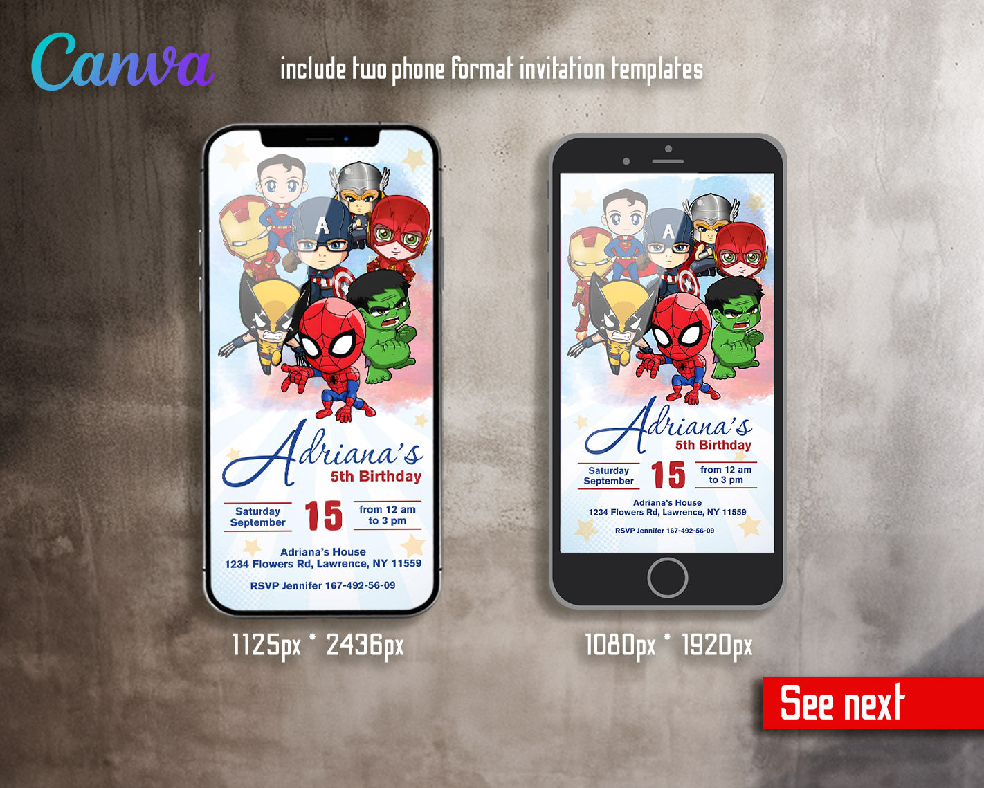 Avengers Marvel Superhero  customizable invitation template | Share or Print | boy | OL555