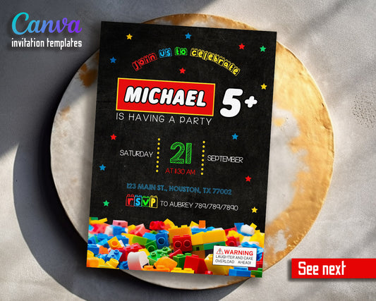 Lego  customizable invitation template | Share or Print |  | MY966