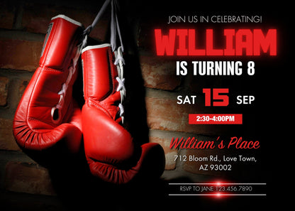 Boxing Fighter customizable invitation template | Share or Print | boy | BR752