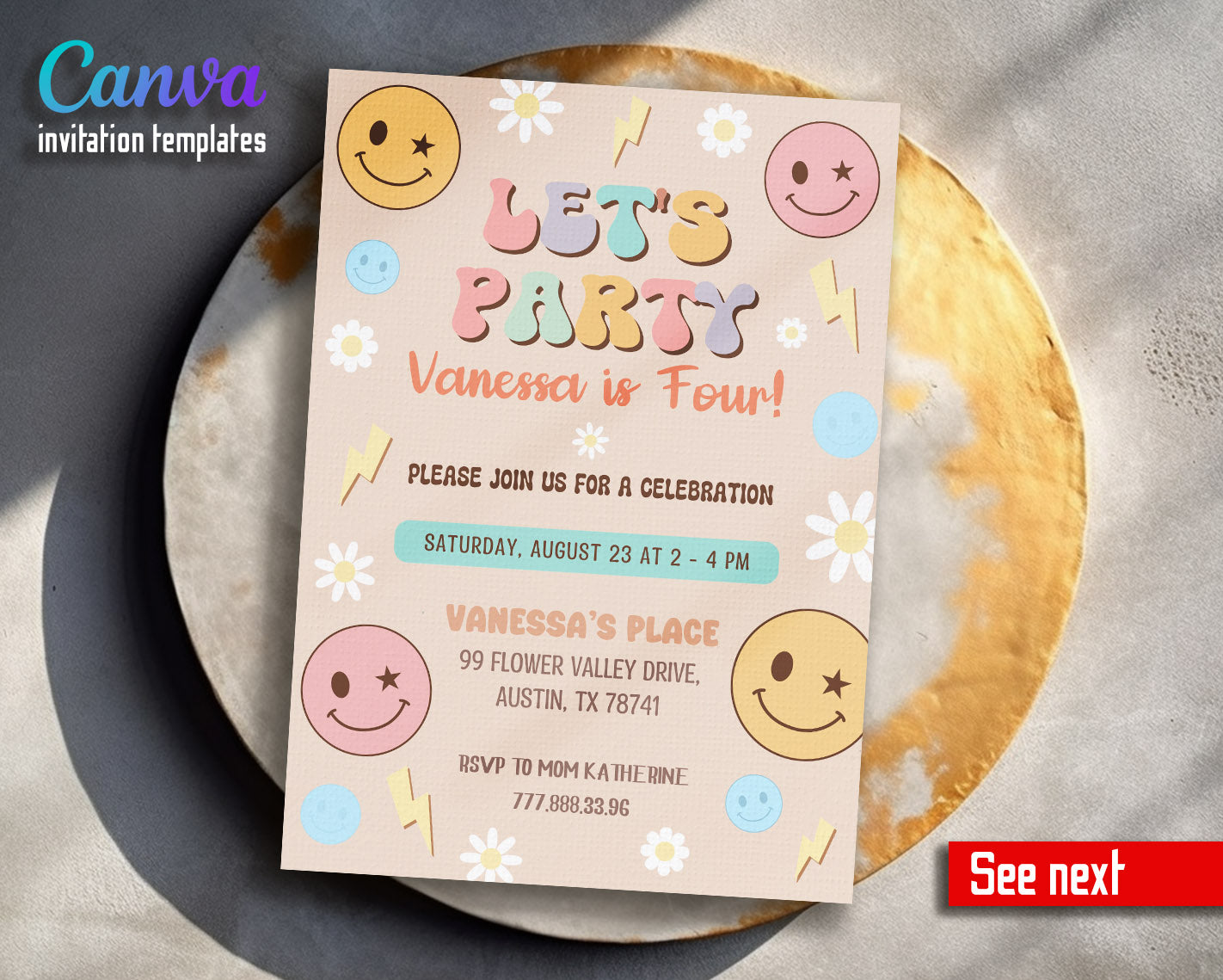 Smiley Face customizable invitation template | Share or Print |  | OL468