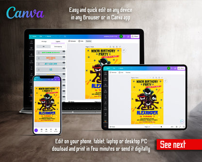 Ninja Kidz TV customizable invitation template | Share or Print |  | LM081