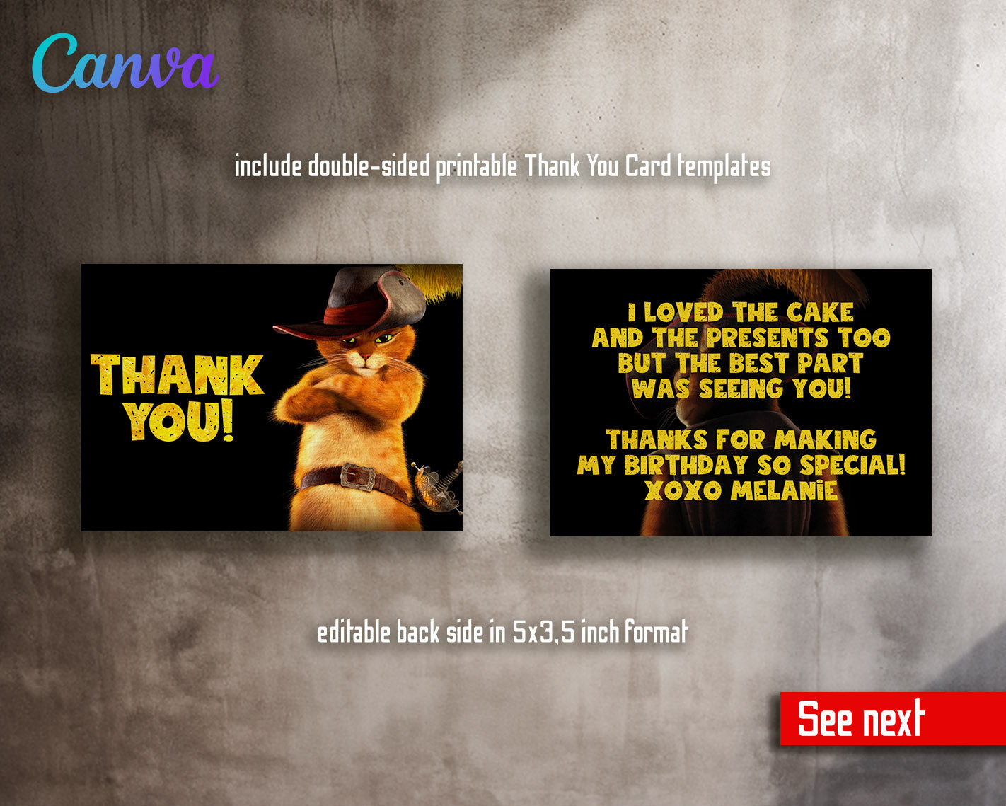 Puss in Boots Cat Shrek customizable invitation template | Share or Print |  | XQ756