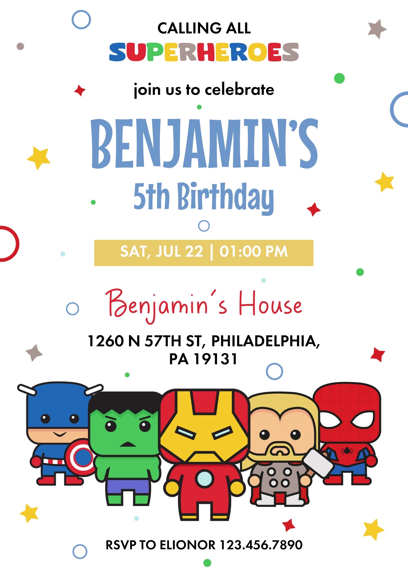 Avengers Marvel Superhero  customizable invitation template | Share or Print | boy | GG758