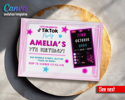 Tik Tok Party customizable invitation template | Share or Print |  | RY523