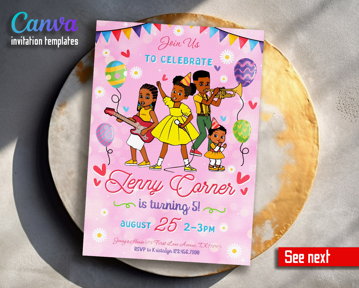 Gracie's Corner Music customizable invitation template | Share or Print | girl | LO604