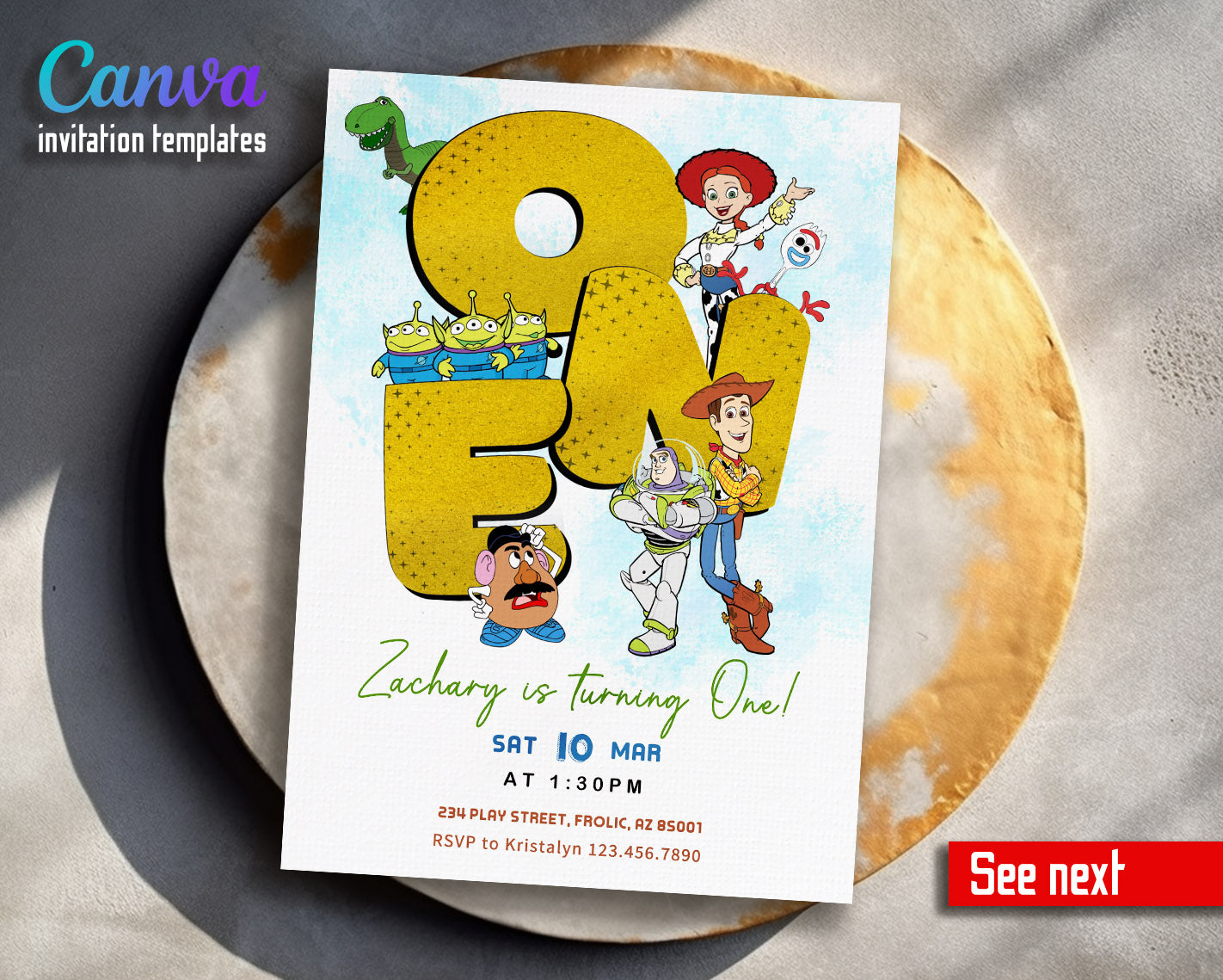 Toy Story Woody  customizable invitation template | Share or Print |  | VW153